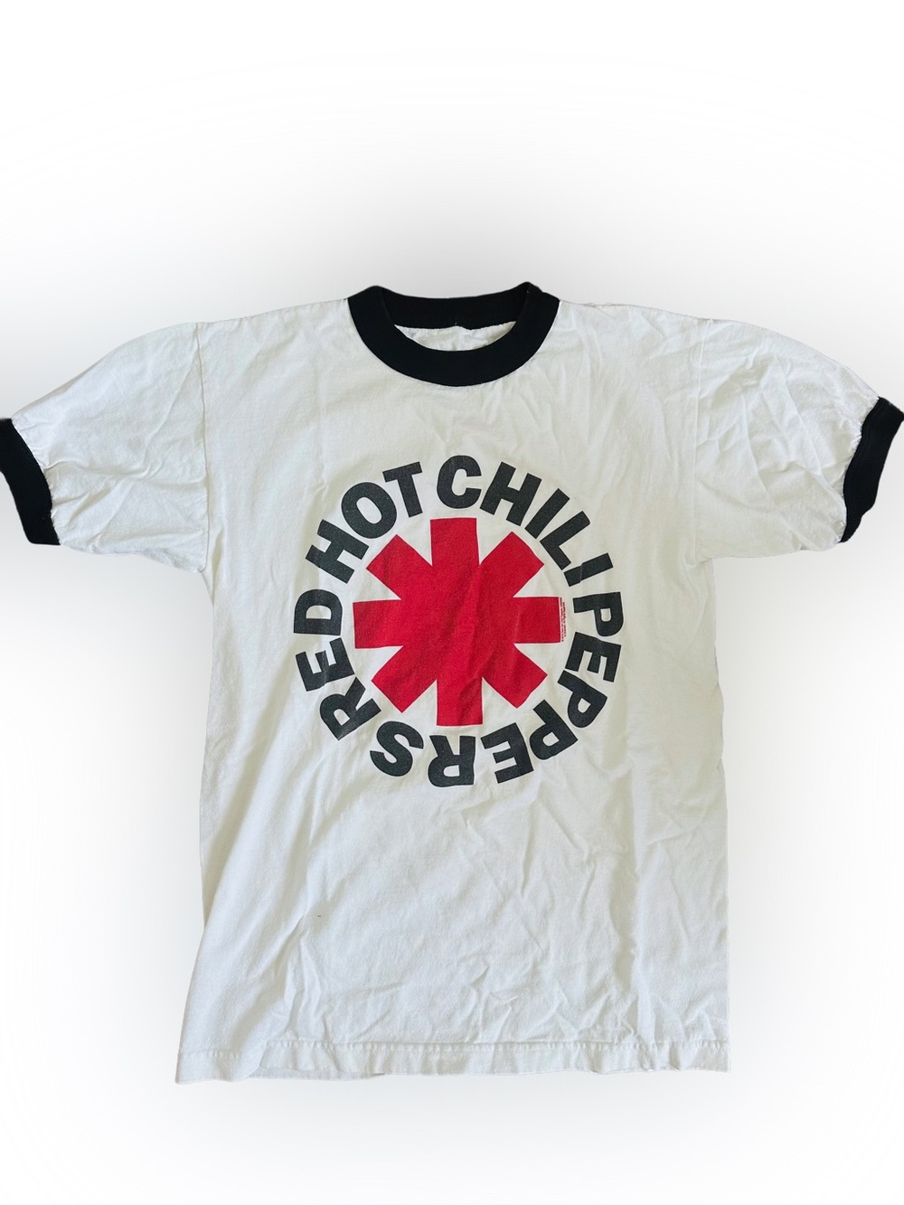 Bravado White Ringer Tee with Red & Black Red Hot Chili Peppers Logo
